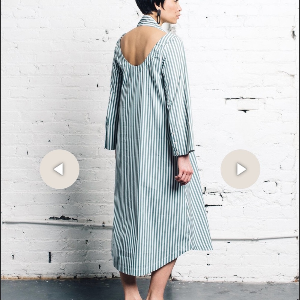Mr. Larkin Striped Button Up Dress Open Back